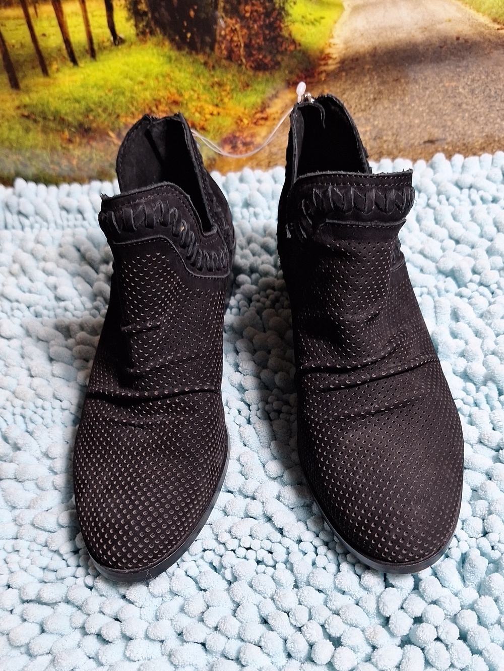 Vince Camuto Black Perforated Ankle Booties